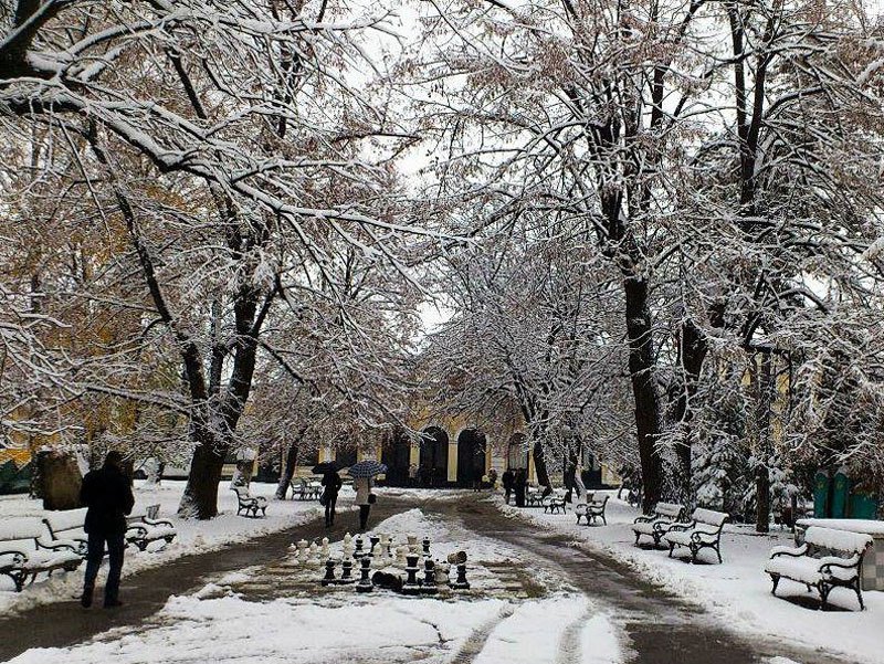"Šah u snijegu" ispred Muzeja savremene umjetnosti u Banjaluci   (Foto:Magdalina Maca Kasun)