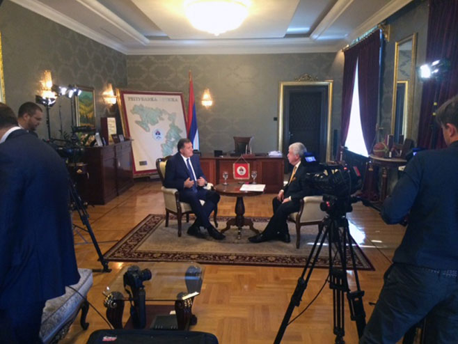 Milorad Dodik, predsjednik RS  primio ruskog novinara "Rusija 24" Miahila Gusmana - Foto: SRNA