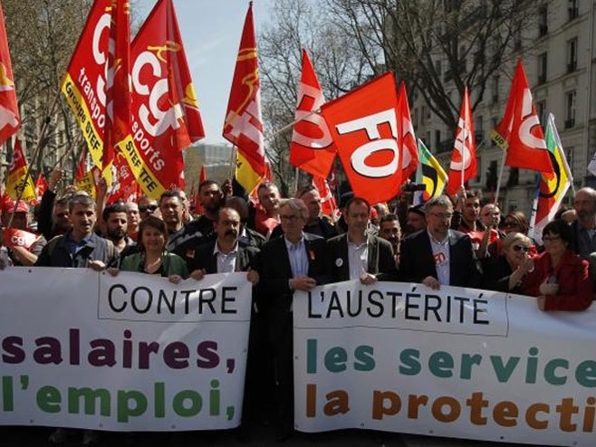 Protest sindikata u Francuskoj (arhiva) - Foto: AP