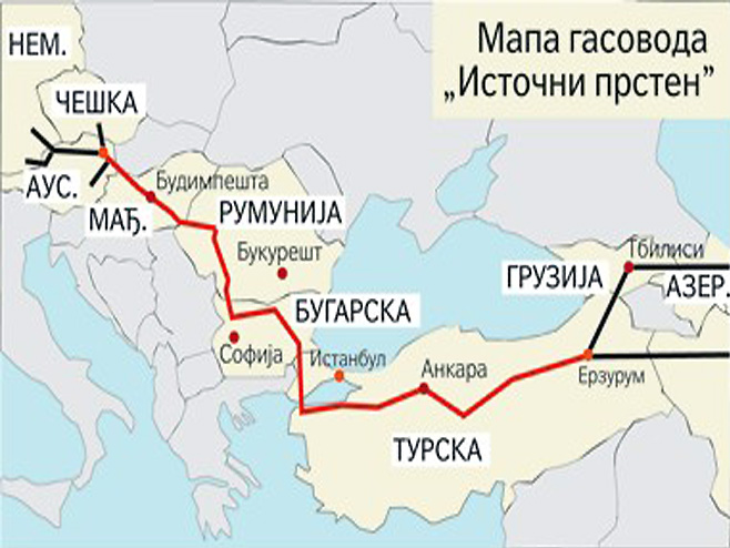 Mapa gasovoda "Istočni prsten" - Foto: Screenshot