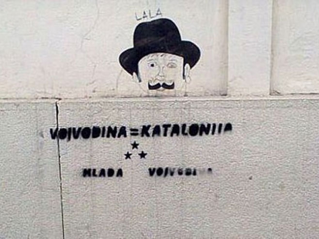 Grafiti "Vojvodina=Katalonija" osvanuli  po gradovima u Vojvodini (Foto: 021.rs) - 