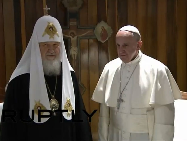 Istorijski susret patrijarha ruskog Kirila i pape Franje - Foto: Screenshot