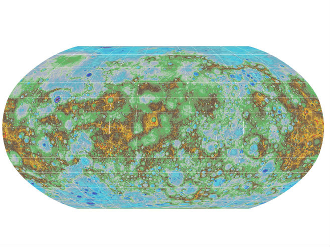 Topografska karta Merkura (Foto: NASA) - 