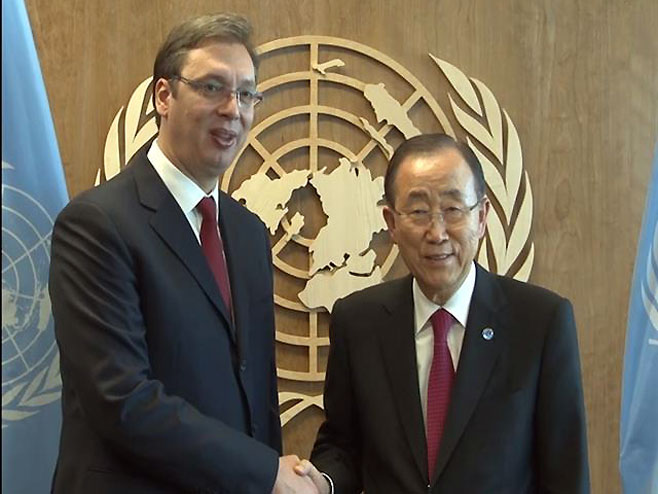 Aleksandar Vučić i Ban Ki Mun - Foto: Screenshot