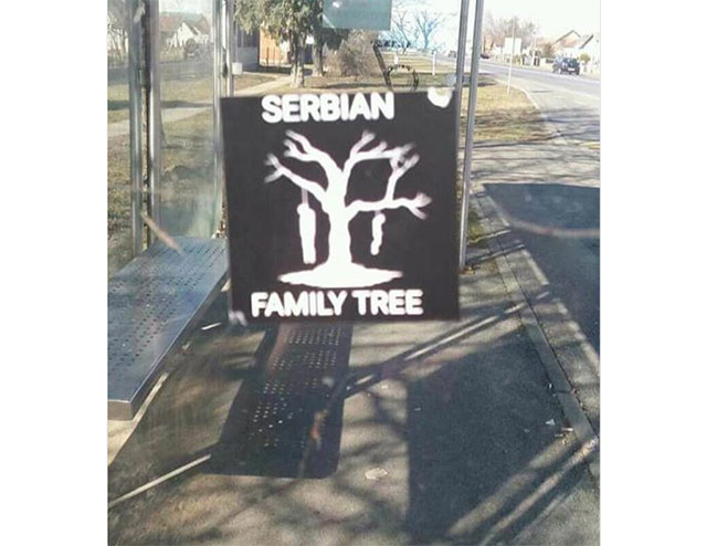 Vukovar oblijepljen grafitima "Srpsko porodično stablo" (foto:twitter.com) - 