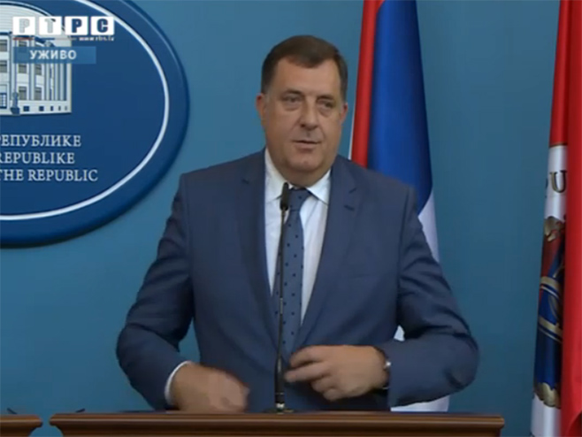 Predsjednik RS Milorad Dodik na konferenciji za novinare - Foto: RTRS