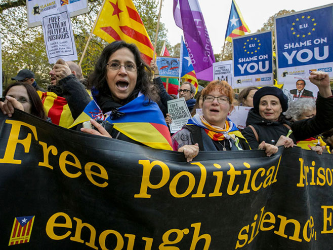 Brisel: Podrška Kataloniji - demosntracije - Foto: AP