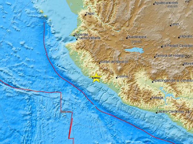 Zemljotres kod obale Meksika (Foto: EMSC/CSEM) - 