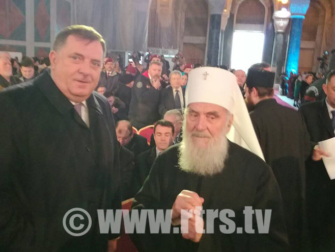 Patrijarh Irinej i predsjednik Republike Srpske Milorad Dodik (foto:RTRS/Draga Grubić - Foto: RTRS