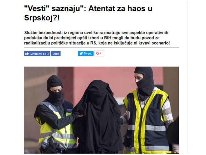 "Vesti" saznaju": Atentat za haos u Srpskoj!? - Foto: Screenshot