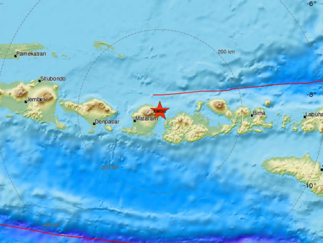 Potres kod ostrva Lombok (Foto:  EMSC) - 