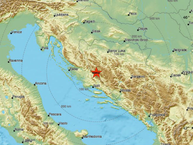 Zemljotres kod Glamoča (Foto:  EMSC) - 