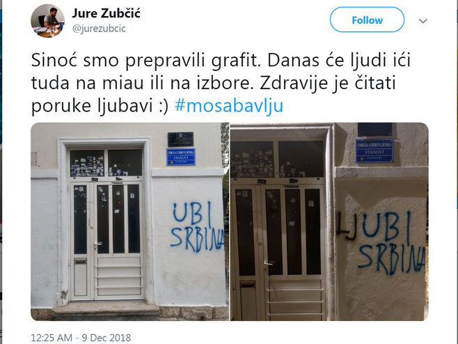 Ljubi Srbina, Zadar (foto: twitter.com/jurezubcic) - 