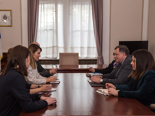 Sastanak Milorada Dodika i Majlinde Bregu - Foto: RTRS