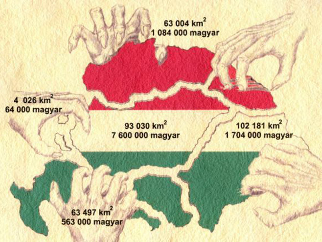 Karta "istorijske" Mađarske (foto: abouthungary.hu) - 
