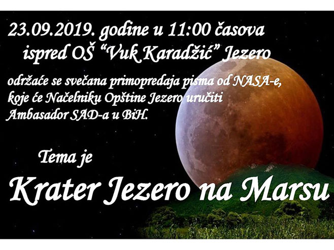 Po opštini Јezero zvaće se krater na Marsu - Foto: Facebook