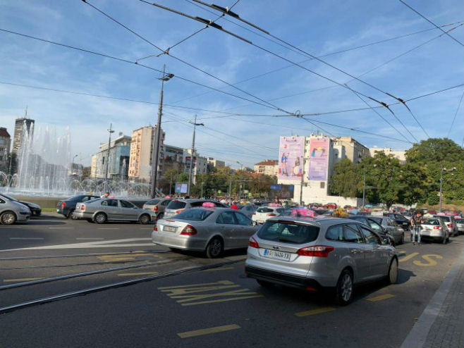 Protest taksista u Beogradu - Foto: B92