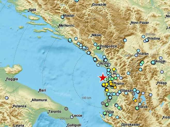 Zemljotres u Albaniji (foto:EMSC
@LastQuake) - Foto: Twitter