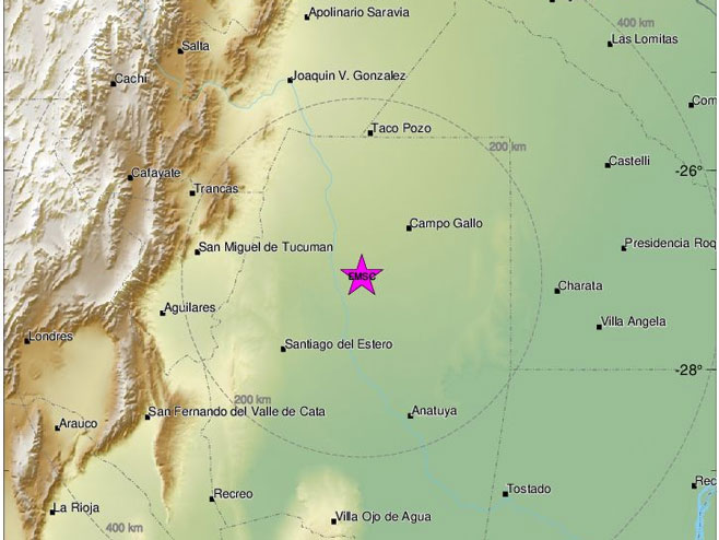 Epicentar zemljotresa u Argentini (foto: emsc.eu) - 