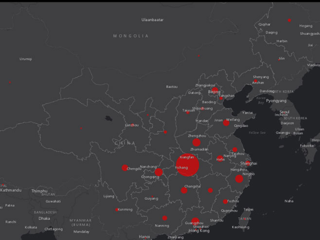 Objavljena interaktivna mapa širenja korona virusa (Foto:gisanddata.maps.) - 