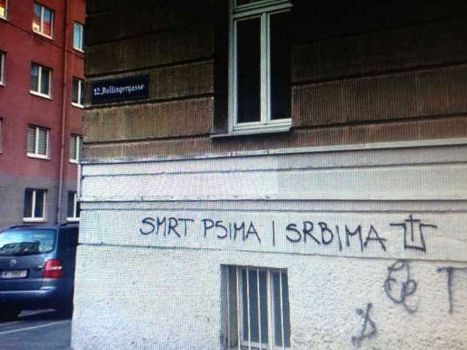Uvredljivi grafiti protiv Srba u Beču (foto: Tanjug / Zoran Mirković) - 