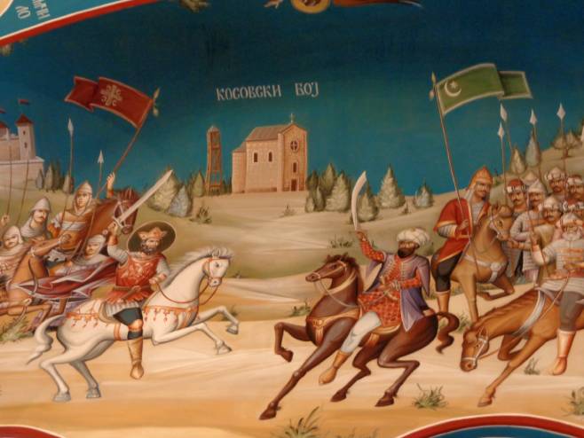 Boj na Kosovu (freska: Crkva Lazarica na Zvezdari, Beograd) - 