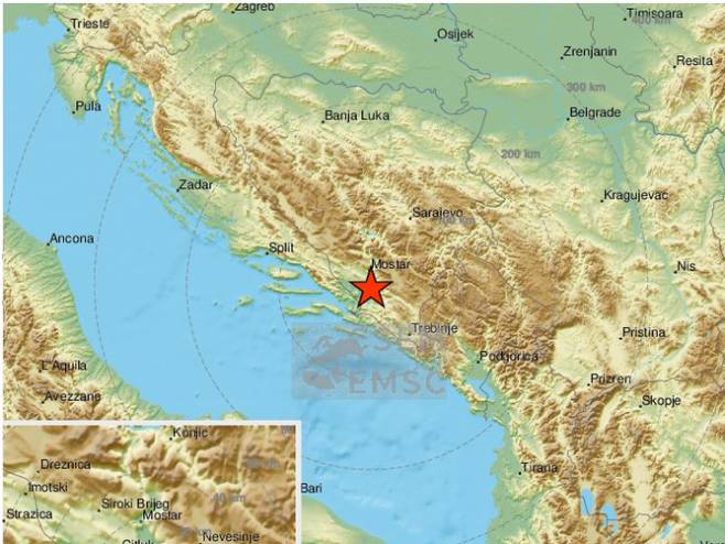 Zemljotres kod Mostara, Foto: EMSC Twitter - 