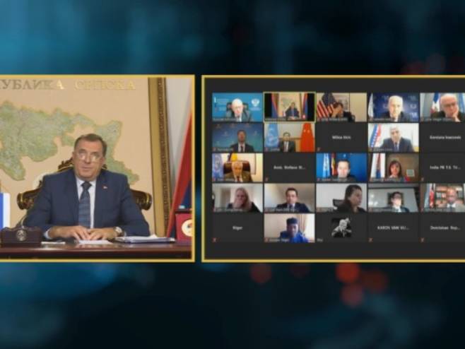 Dodik se obraća Savjetu bezbjednosti - Foto: RTRS
