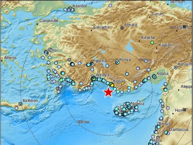 Zemljotres u Turskoj (foto: EMSC Twitter) - 
