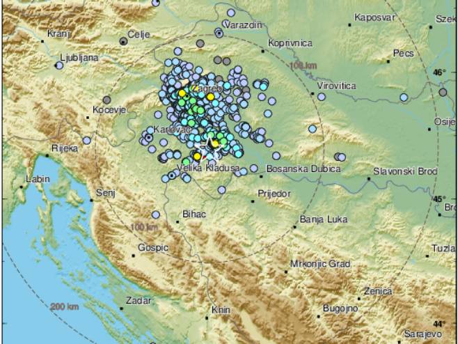 Zemljotres kod Petrinje (foto:  EMSC Twitter) - Foto: Twitter