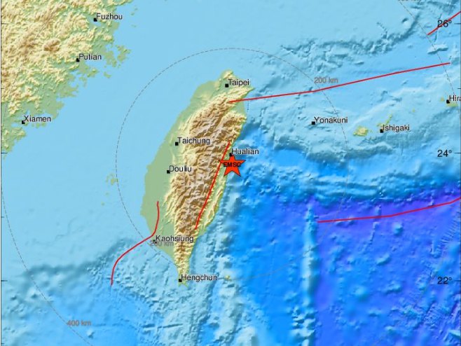 Epicentar zemljotresa na Tajvanu (foto: emsc.eu) - 