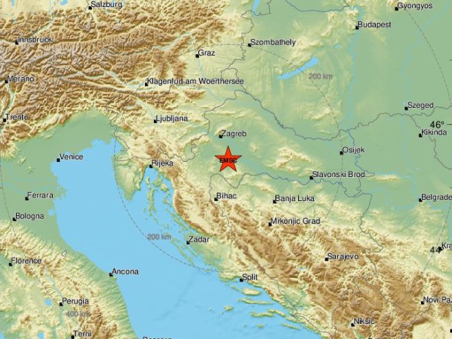Epicentar zemljotresa (foto: emsc.eu/Earthquake) - 