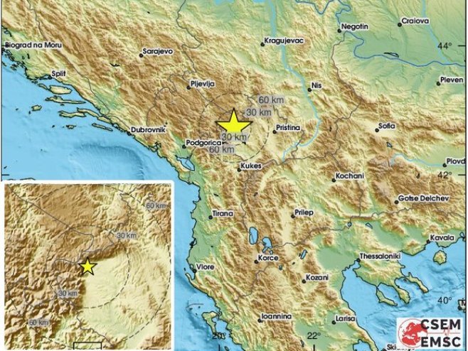 Zemljotres u Crnoj Gori (foto: twitter.com/LastQuake) - 