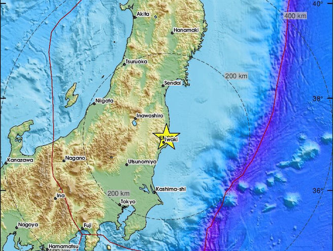 Јak zemljotres pogodio obale Fukušime (Foto: EMSC) - 