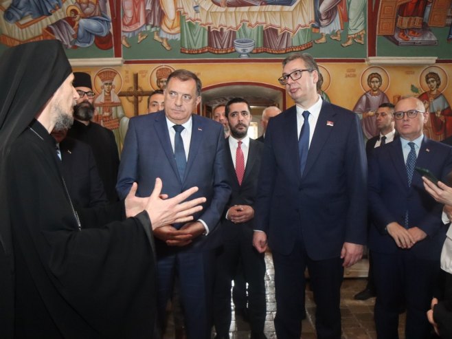 Dodik, Vučić i Višković posjetili manastir Žitomislić (FOTO/VIDEO)