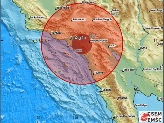 Zemljotres u Los Anđelesu (Foto: EMSC) - 