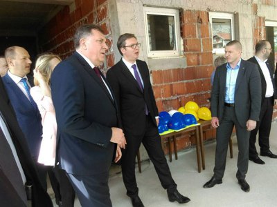Predsjednik Srbije Aleksandar Vučić i predsjednik Republike Srpske Milorad Dodik u Trebinju