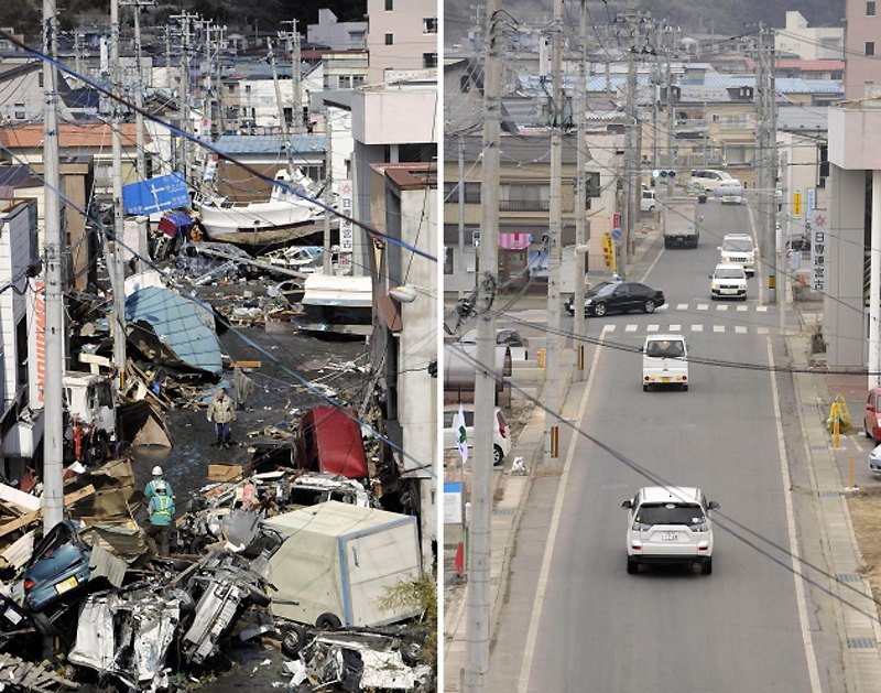 Fotografije Јapana neposredno nakon cunamija i dvije godine kasnije...