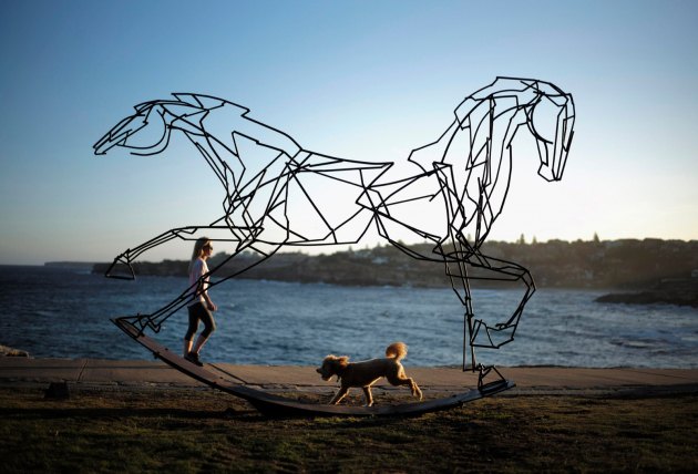 Duž obale između plaža Bondi i Tamarama u Sidneju, na potezu dugom dva km, postavljeni su neobični eksponati izložbe "Skulptura pokraj mora"...