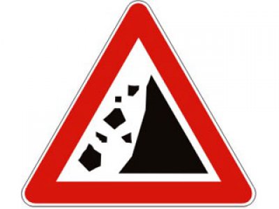 Znak opasnosti - odron kamenja (ilustracija) - 