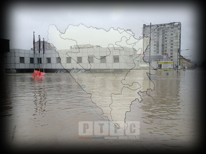 Poplave, karta BiH - Foto: RTRS