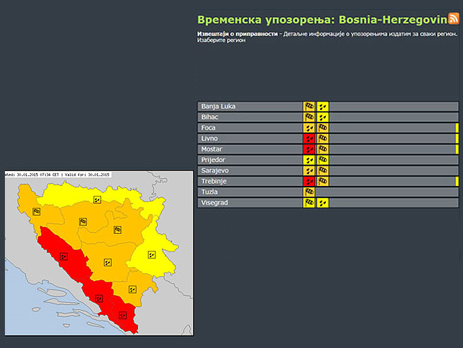 Crveni meteoalarm za Hercegovinu - Foto: ilustracija