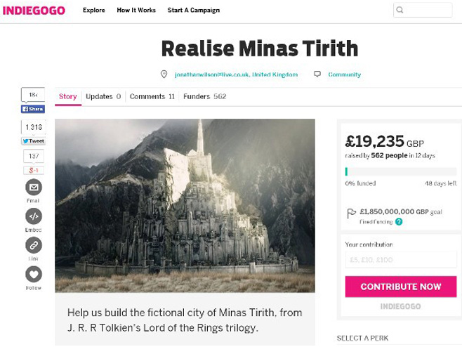 Prikupljaju novac da izgrade pravi Minas Tirit - Foto: Screenshot