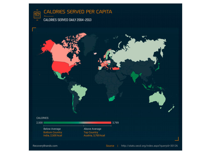Mapa - koliko jedu stanovnici svijeta - Foto: ilustracija