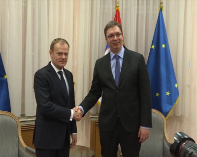 Vučić i Tusk - Foto: TANЈUG