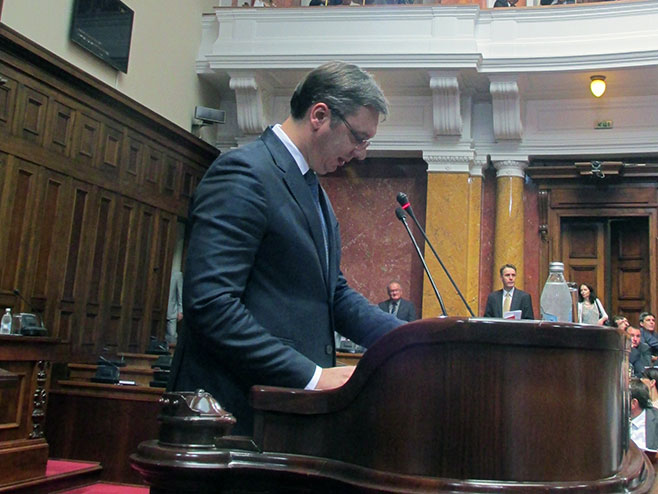 Beograd: Aleksandar Vučić izlaže ekspoze - Foto: SRNA