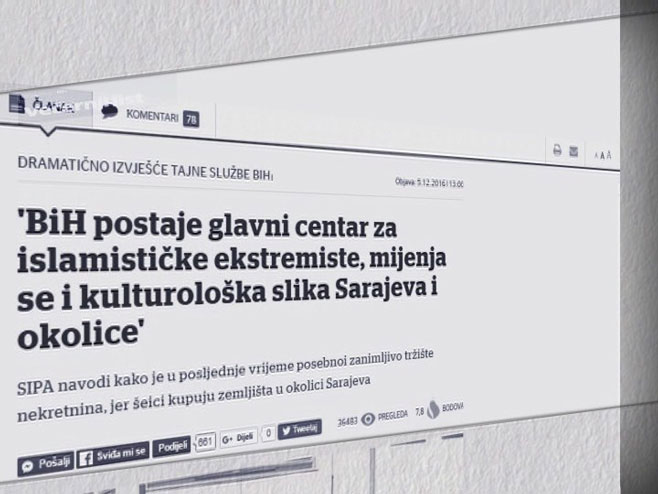 Pisanje Večernjeg lista o džihadistima u BiH - Foto: RTRS