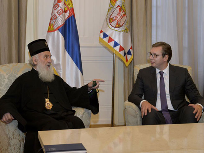 Vučić sa patrijarhom Irinejom (arhiv) - Foto: TANЈUG