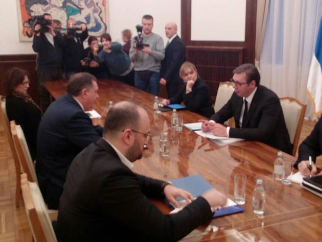 Sastanak Dodika i Vučića - Foto: RTRS