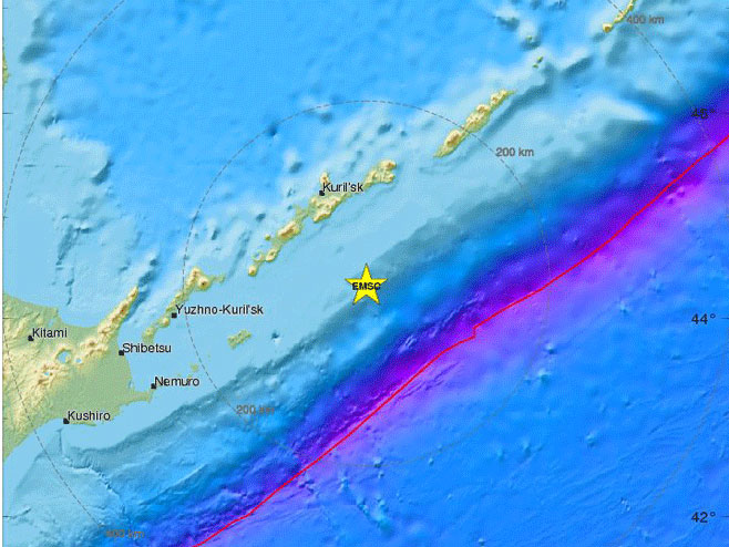 Zemljotres kod Kurilskih ostrva (Foto:EMSC) - 